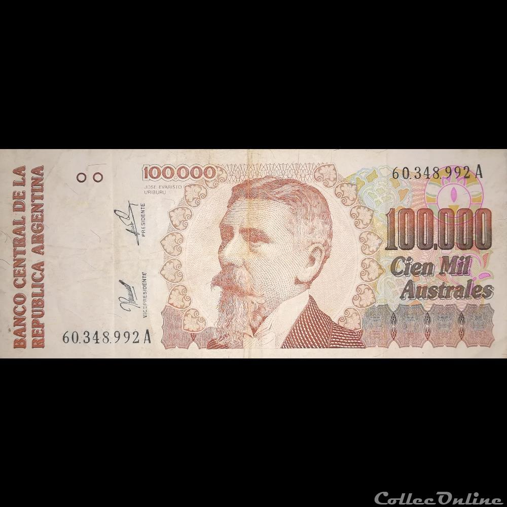 ARGENTINE - P 336 - 100.000 AUSTRALES - 1990-91 billet amerique du sud argentine p 336 100 000 australes 1990 91