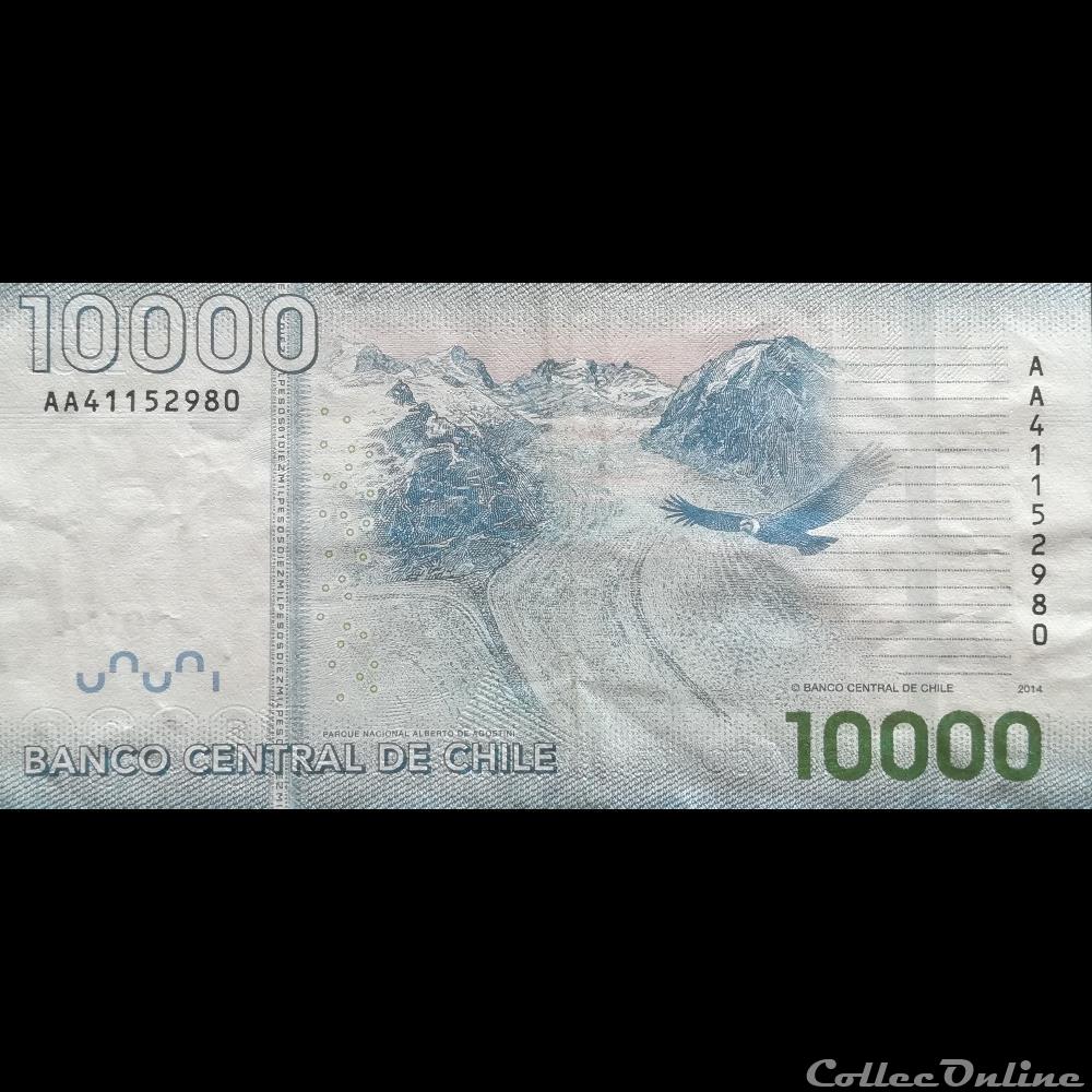 billet amerique du sud chili p 164 e 10 000 pesos 2014