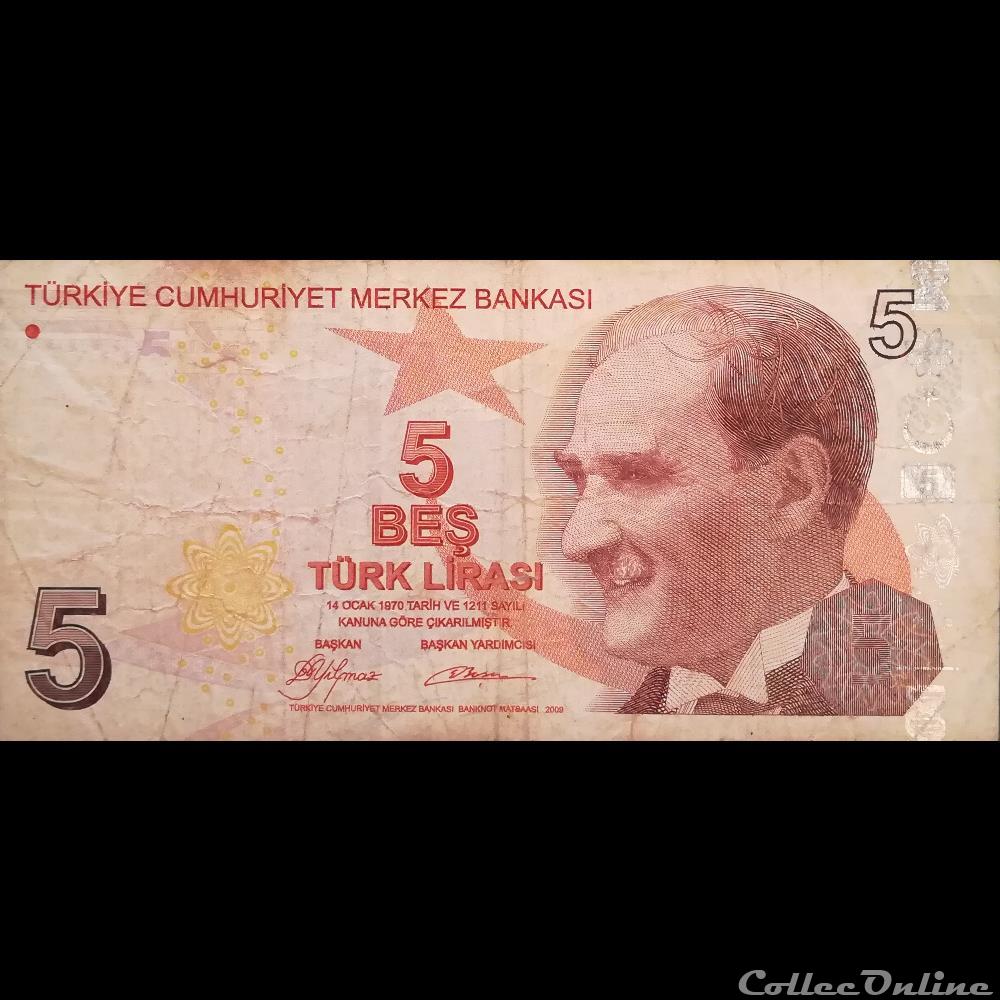 TURQUIE - P 222 B - 5 LIRA - 2009 billet asie turquie p 222 b 5 lira 2009