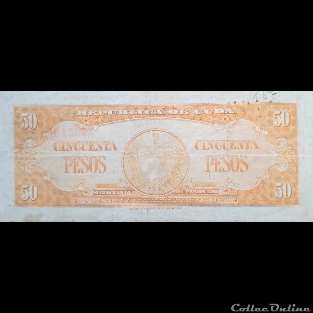 CUBA - P 081 A - 5O PESOS - 1950 billet amerique du nord cuba p 081 a 5o pesos 1950