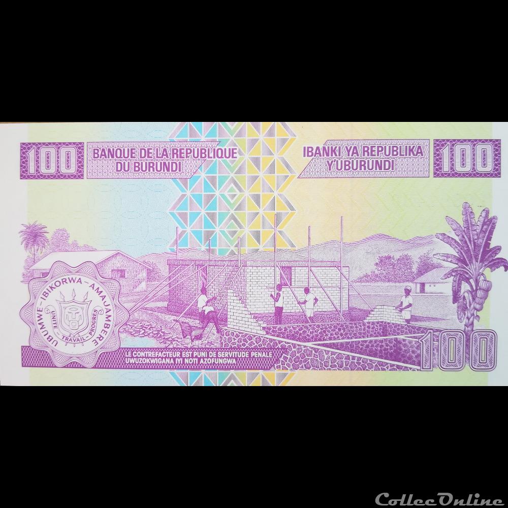 billet afrique burundi p 44 a 100 francs 2010