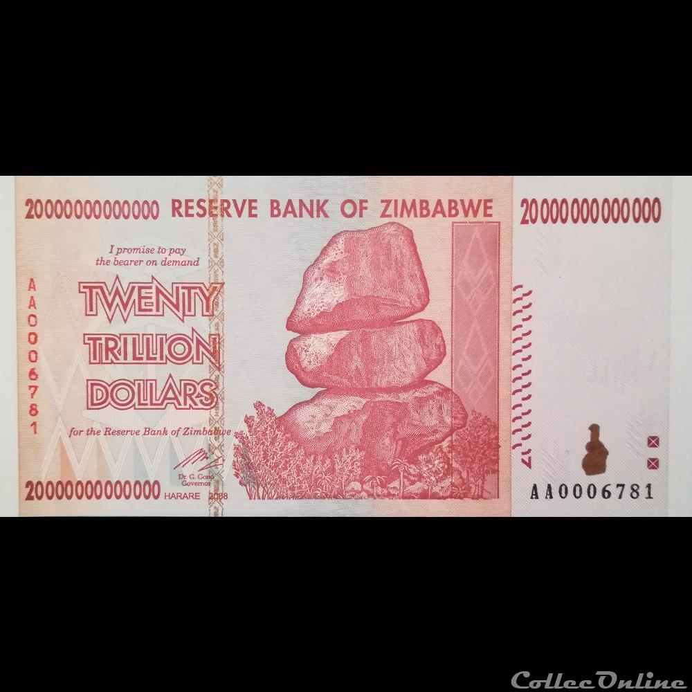 ZIMBABWE - P 89 - 20.000.000.000.000 DOLLARS - 2008 billet afrique zimbabwe p 89 20 000 000 000 000 dollars 2008