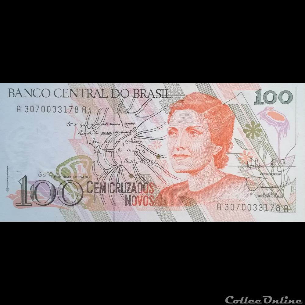 BRESIL - P 220 A - 100 CRUZADOS NOVOS - 1989 billet amerique du sud bresil p 220 a 100 cruzados novos 1989
