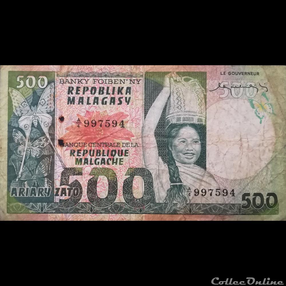 billet afrique madagascar p 64 500 francs 1974 75