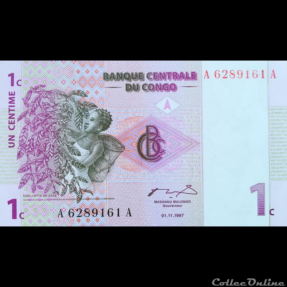 CONGO - P 080 - 1 CENTIME 1997 billet afrique republique du congo p 080 1 centime 1997