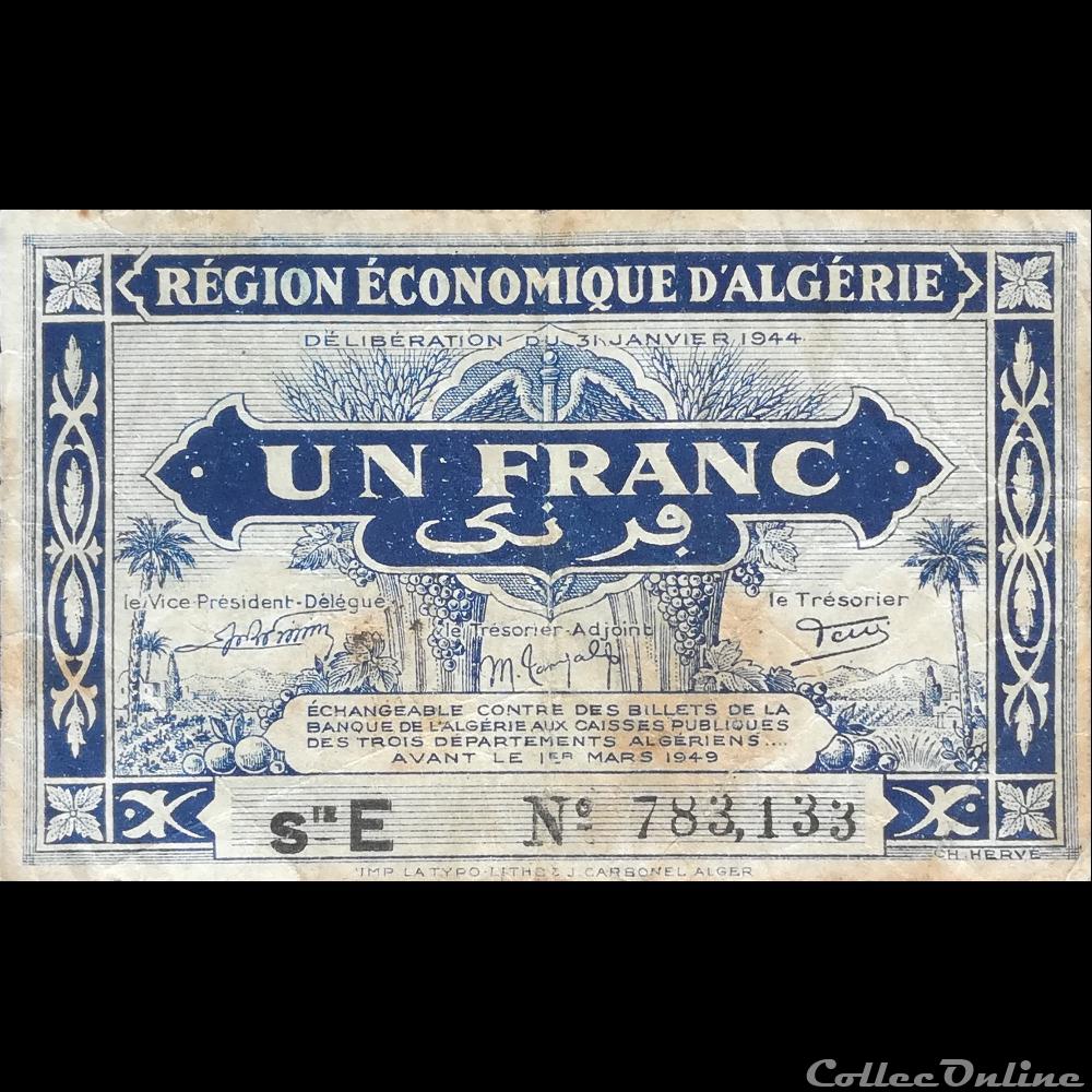 ALGERIE - P 98 - 1 FRANCS - 1944 billet afrique algerie p 98 1 francs 1944