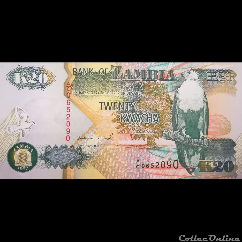 ZAMBIE - P 36 A - 20 KWACHA - 1992 billet afrique zambie p 36 a 20 kwacha 1992