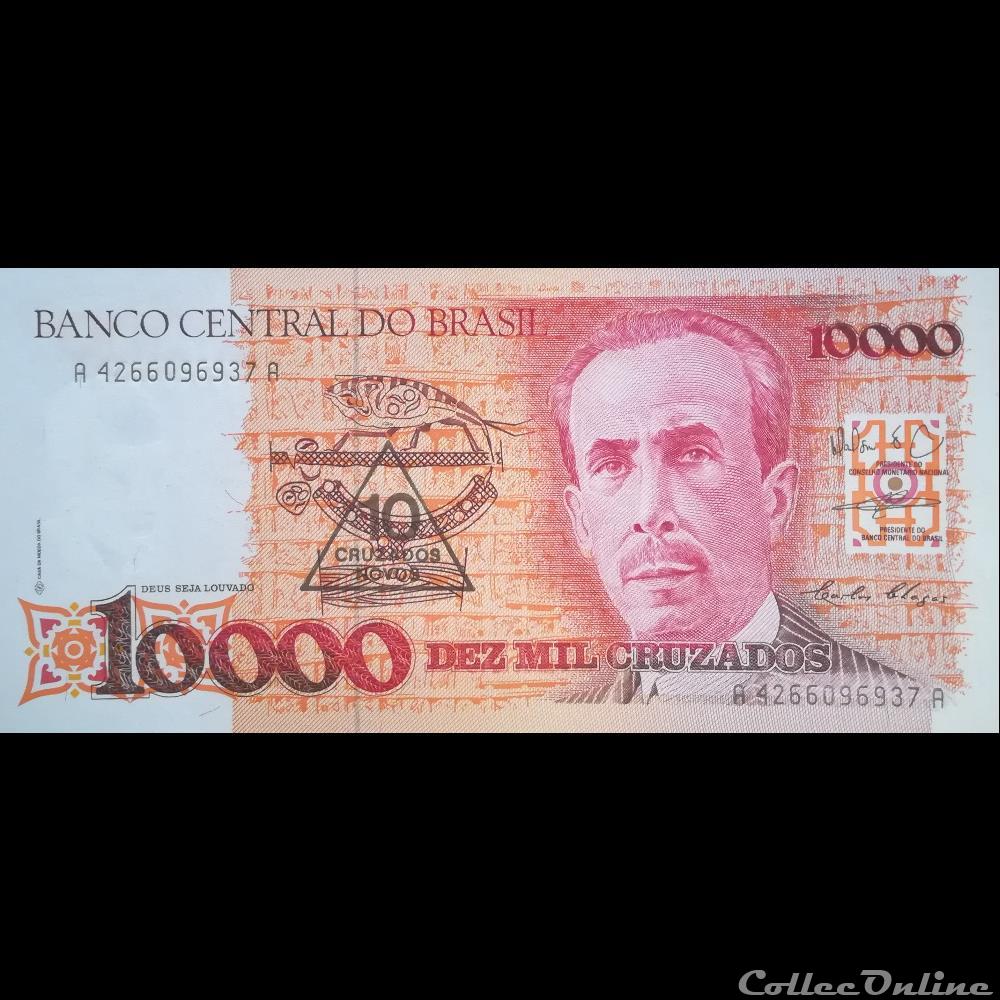 BRESIL - P 218 B - 10 CRUZADOS NOVOS - 1990 billet amerique du sud bresil p 218 b 10 cruzados novos 1990