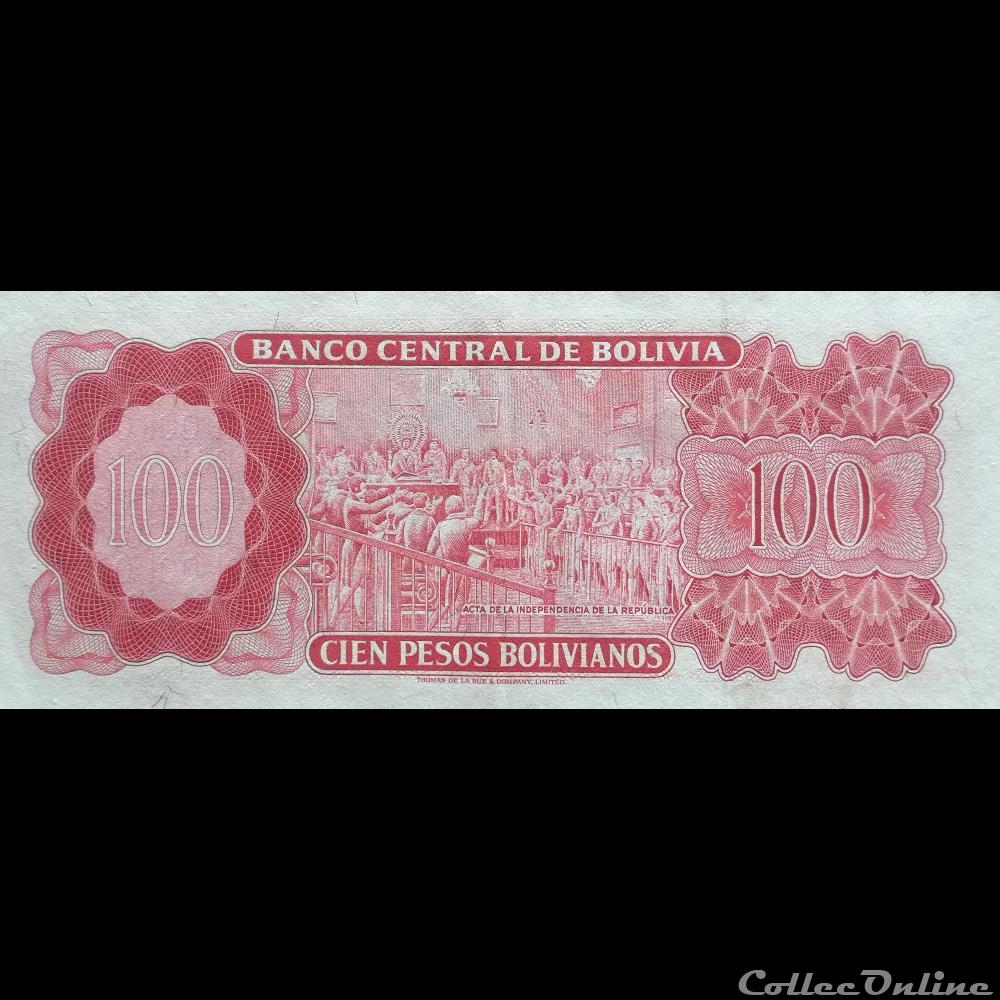 BOLIVIE - P 163 A (16) - 100 PESOS BOLIVIANOS - 1962 billet amerique du sud argentine bolivie p 163 a 16 100 pesos bolivianos 1962