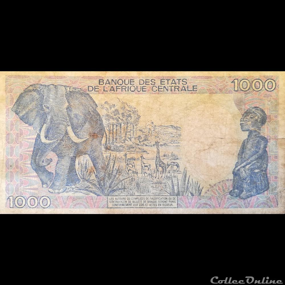 billet afrique gabon p 10 a 1000 francs 1987