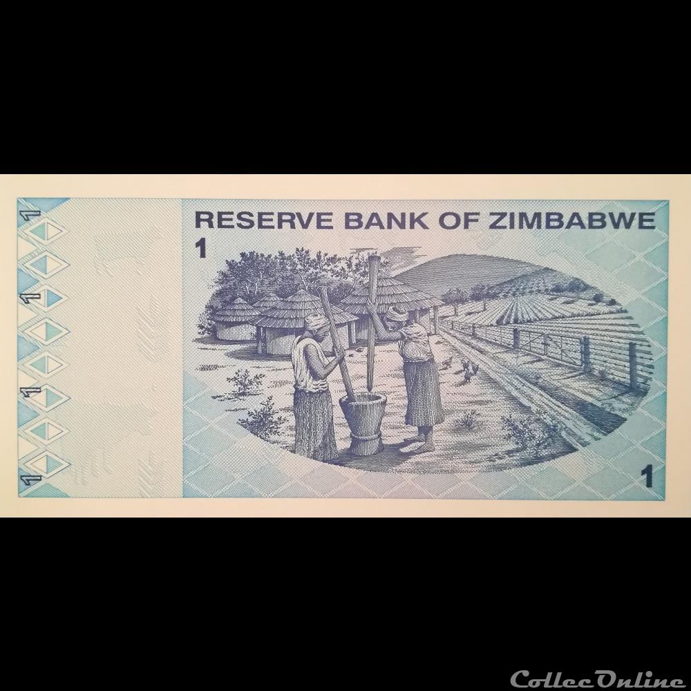 billet afrique zimbabwe p 92 1 dollar 2009