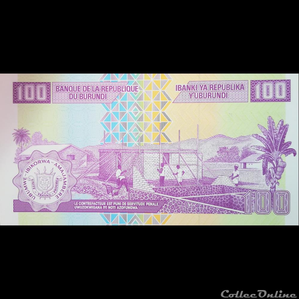 BURUNDI - P 44 B - 100 FRANCS 2011 billet afrique burundi p 44 b 100 francs 2011