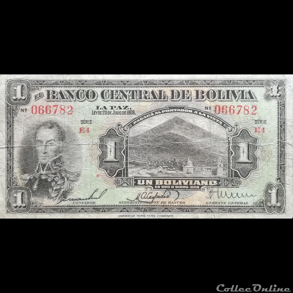 BOLIVIE - P 118 A (4) - 1 BOLIVIANO - 1928 billet amerique du sud argentine bolivie p 118 a 4 1 boliviano 1928
