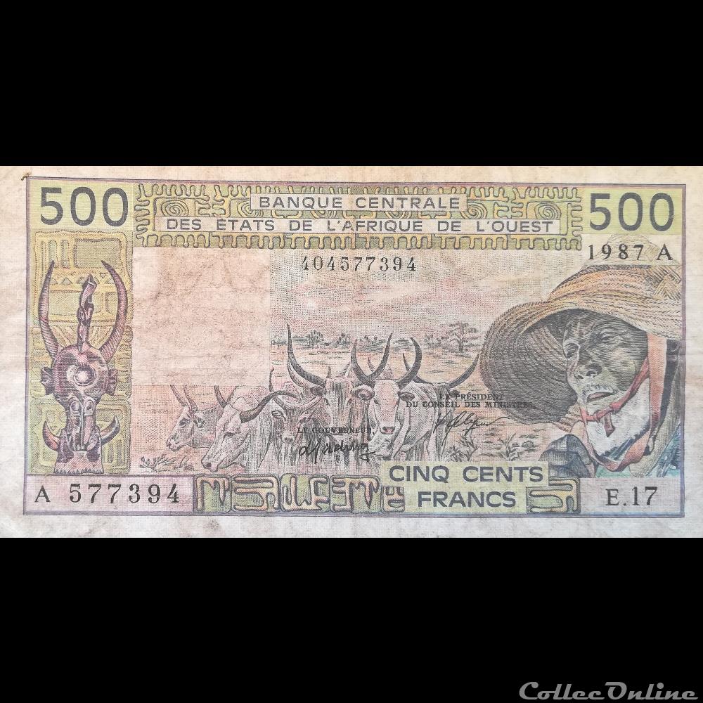 COTE D'IVOIRE - P106A K - 500 FRANCS - 1987 billet afrique d cote ivoire p106a k 500 francs 1987