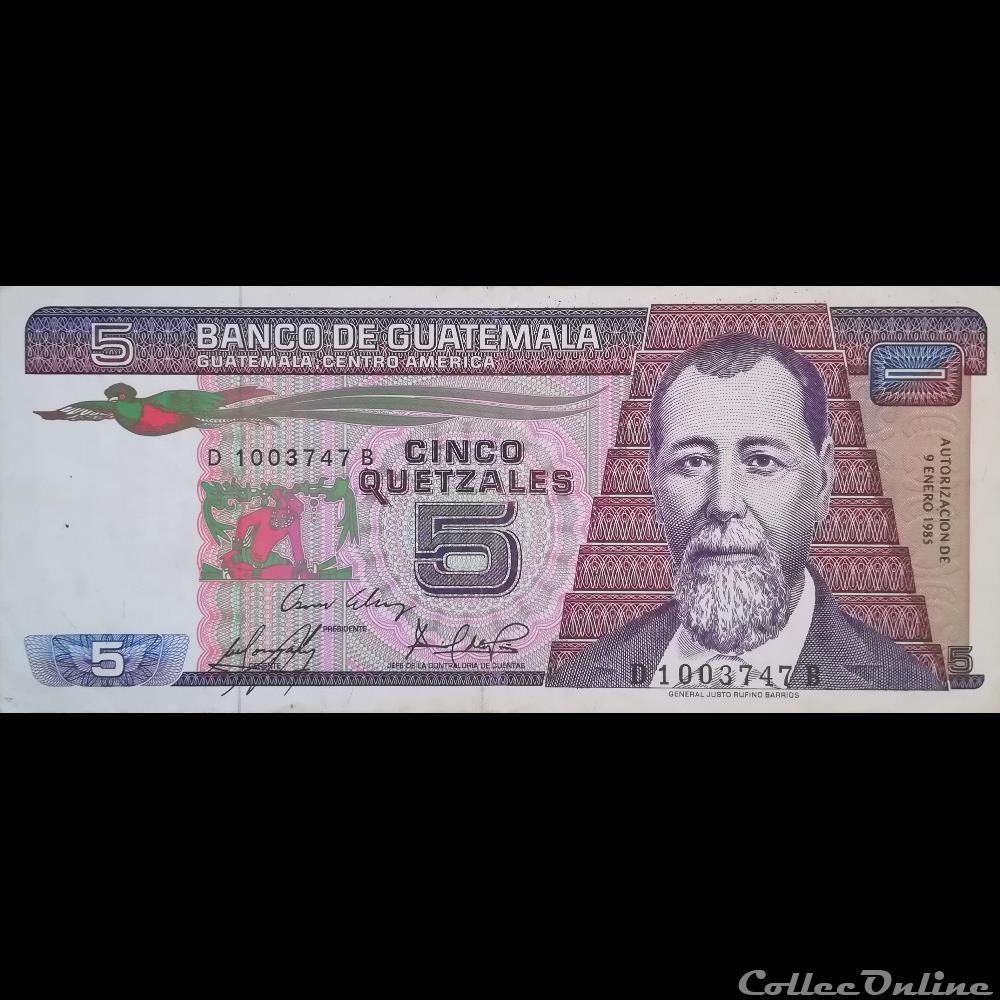 GUATEMALA - P 067 (03) - 5 QUETZALES - 1985 billet amerique du nord guatemala p 067 03 5 quetzales 1985