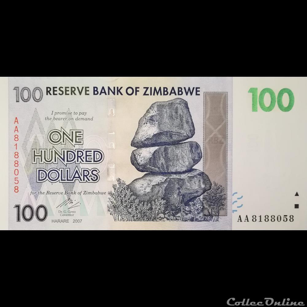 ZIMBABWE - P 69 - 100 DOLLARS - 2007 billet afrique zimbabwe p 69 100 dollars 2007