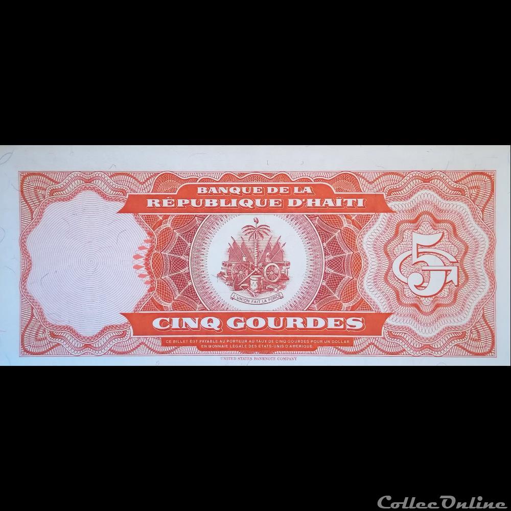 HAITI - P 255 - 5 GOURDES - 1989 billet amerique du nord haiti p 255 5 gourdes 1989
