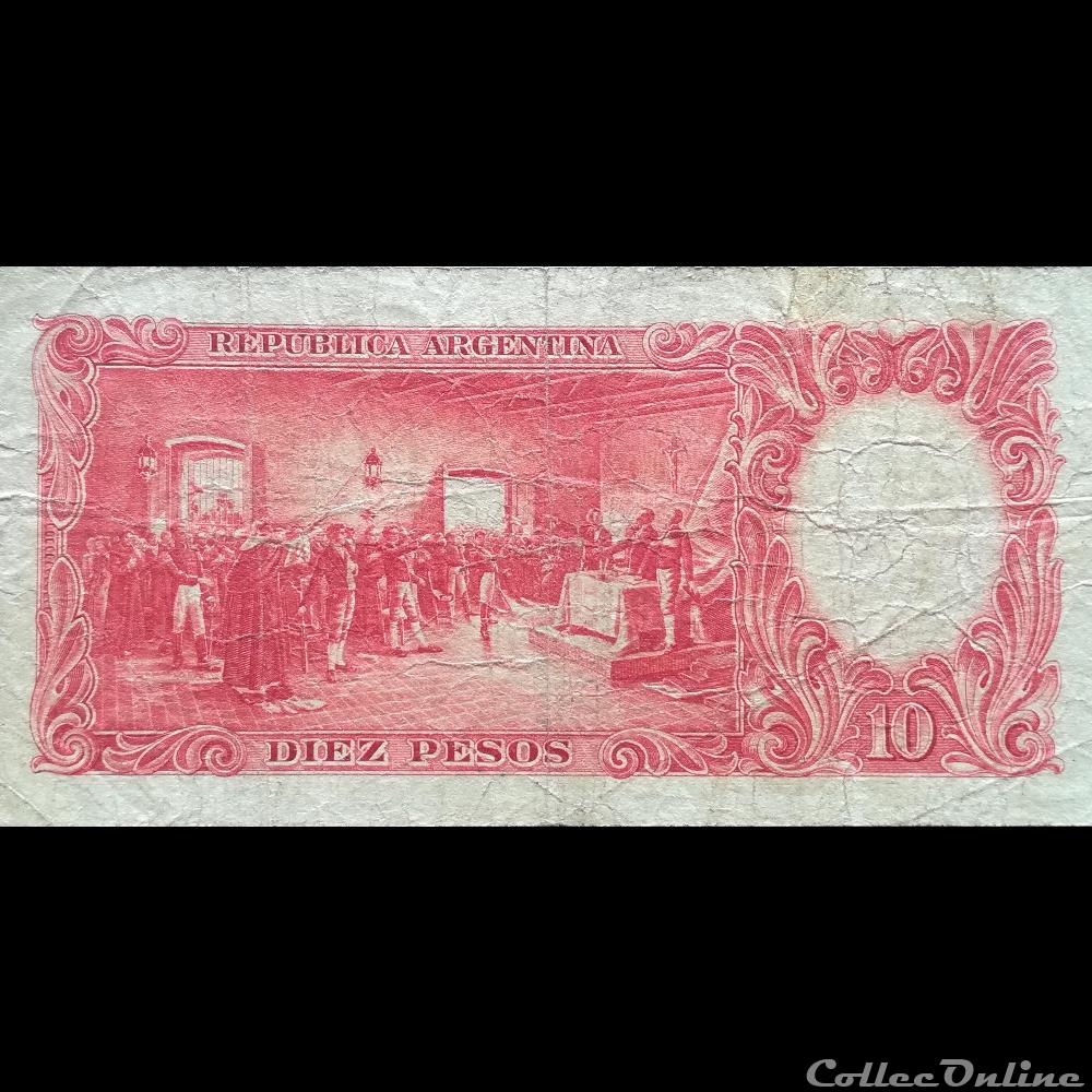 ARGENTINE - P 270 A (3 D) - 10 PESOS - 1954-63 billet amerique du sud argentine p 270 a 3 d 10 pesos 1954 63