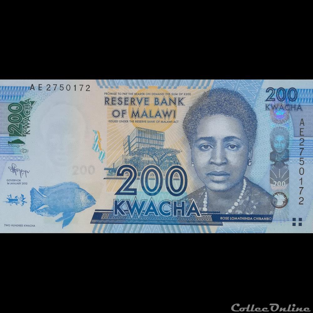 billet afrique malawi p 60 a 200 kwacha 2012