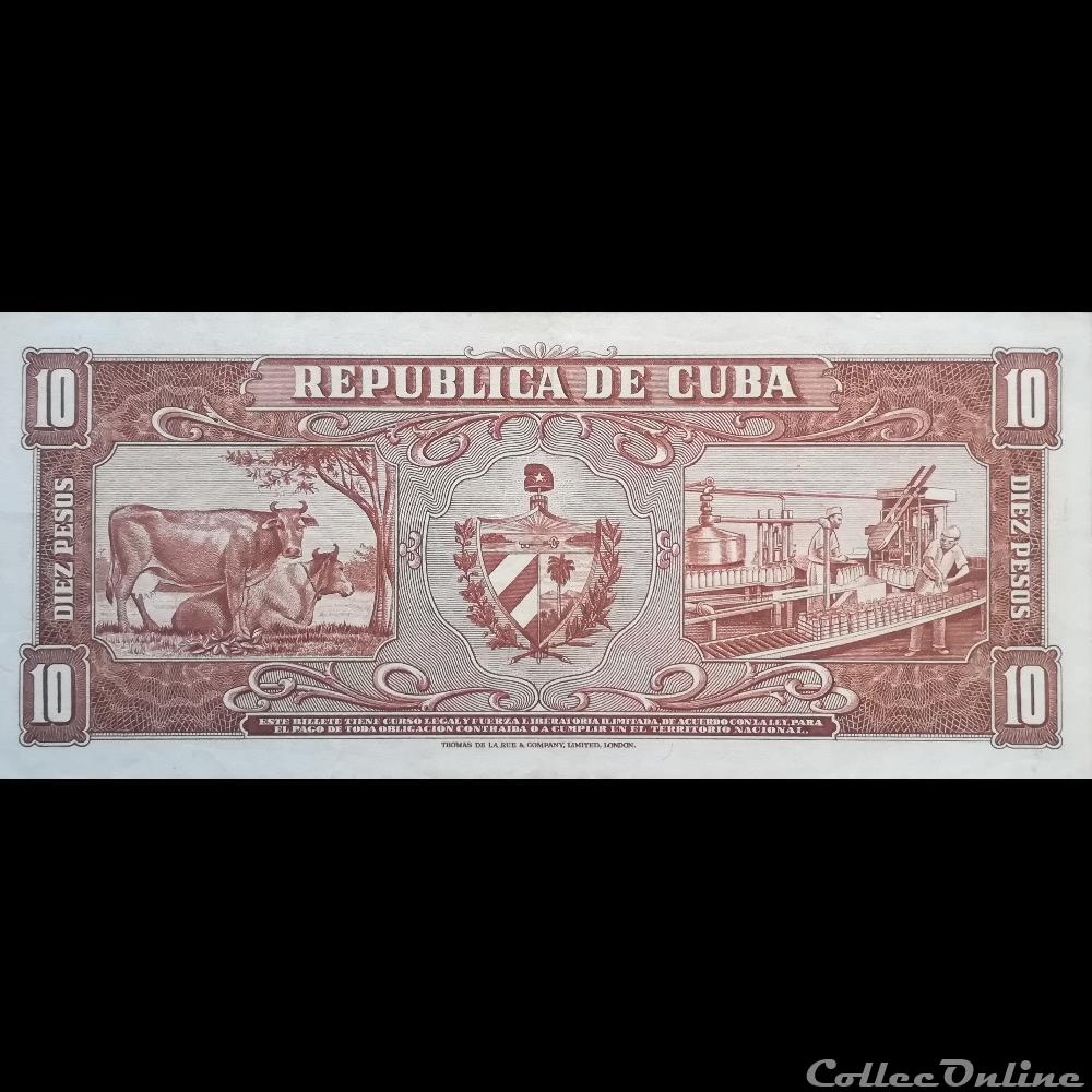 CUBA - P 088 C - 10 PESOS - 1960 billet amerique du nord cuba p 088 c 10 pesos 1960