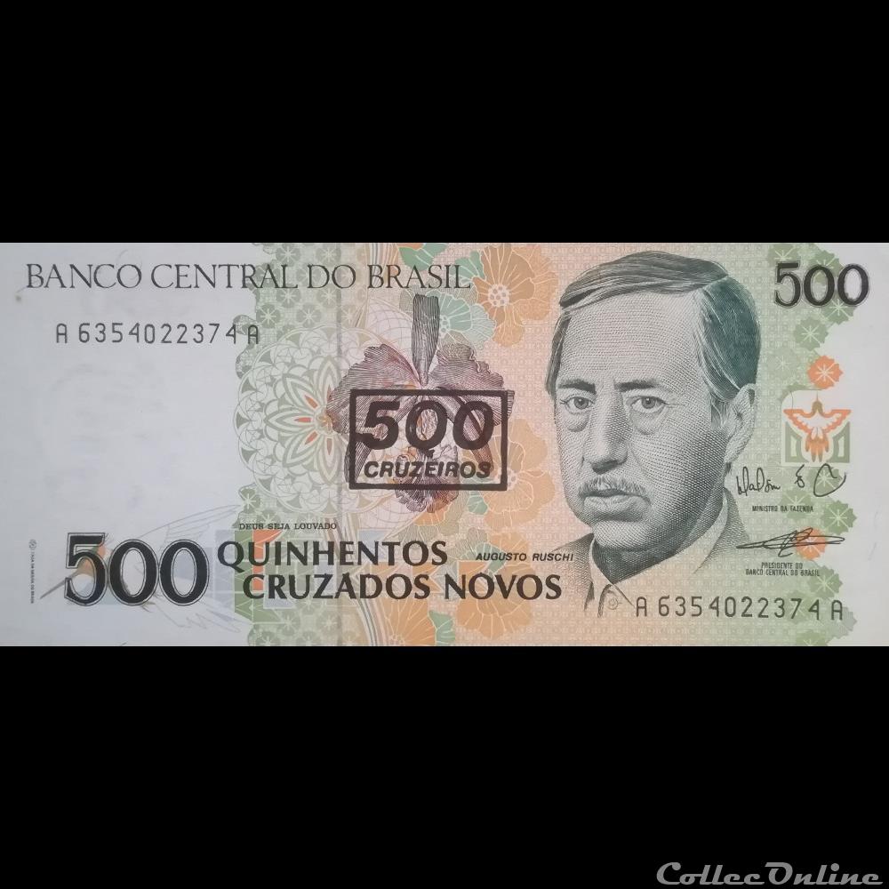 billet amerique du sud bresil p 226 b 500 cruzeiros 1990