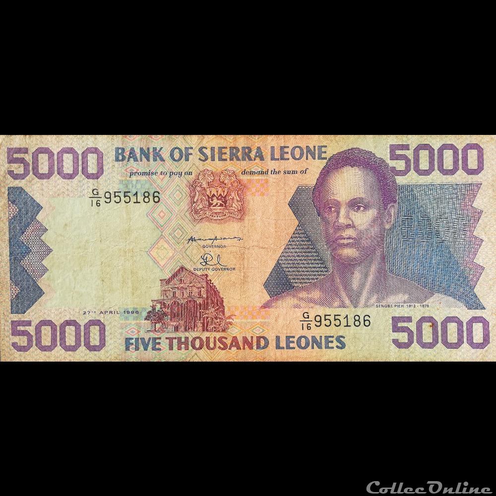 billet afrique sierra leone p 21 b 5000 leones 1996