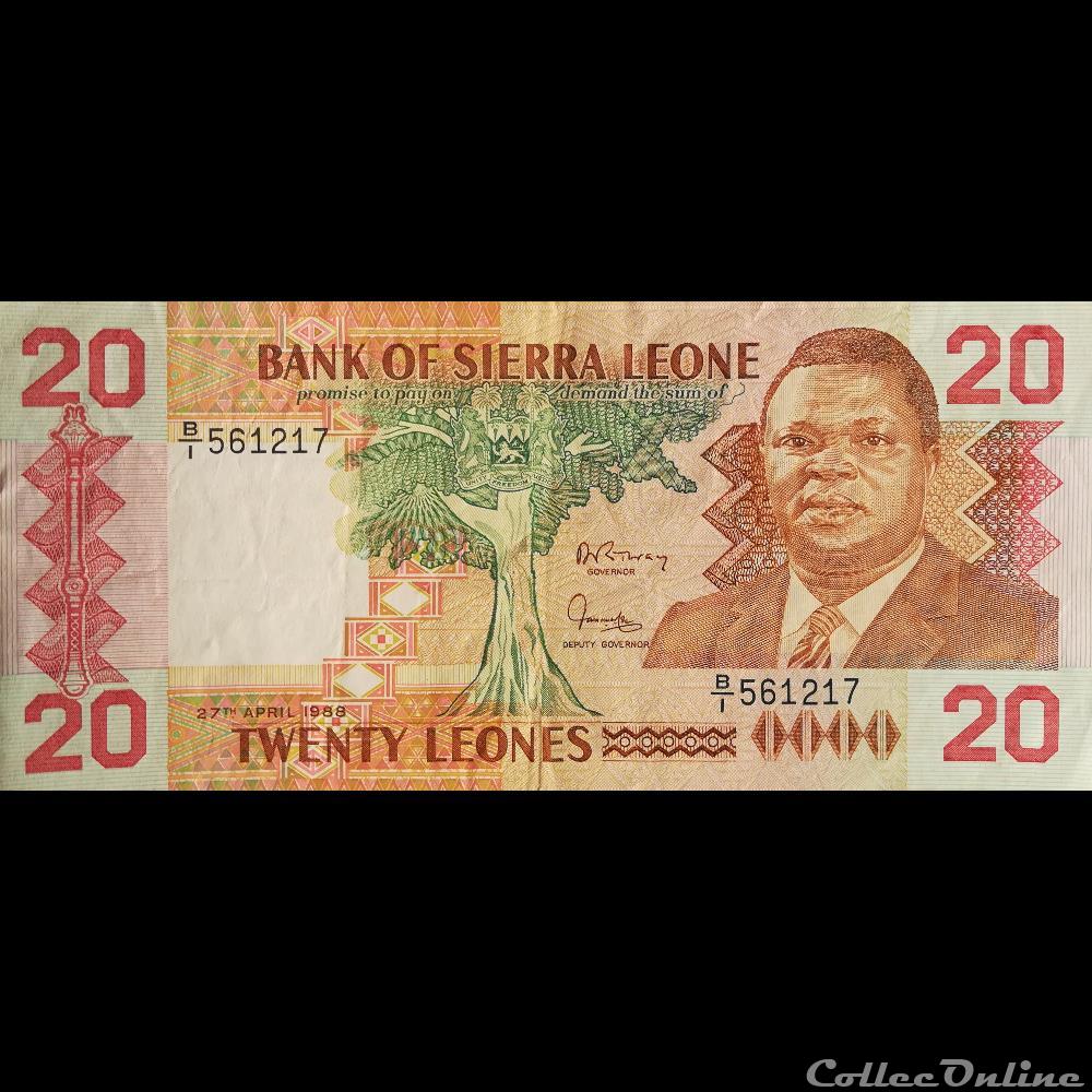billet afrique sierra leone p 16 20 leones 1988