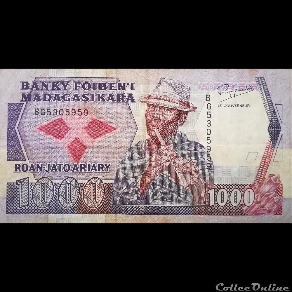 MADAGASCAR - P 72 A - 1000 FRANCS - 1988/93 billet afrique madagascar p 72 a 1000 francs 1988 93