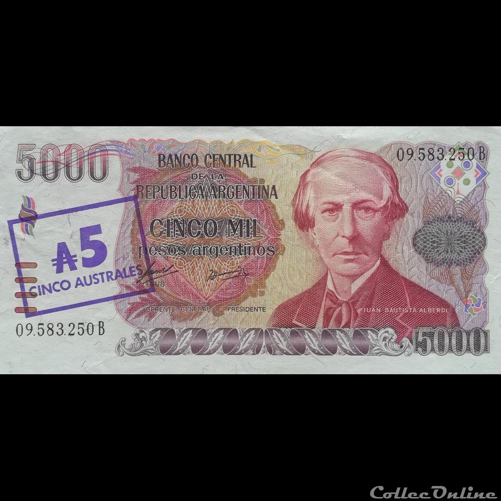 billet amerique du sud argentine p 321 5 australes 1985