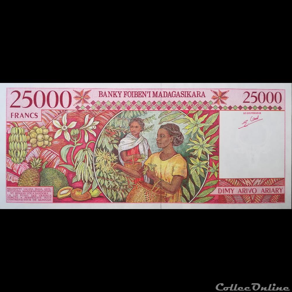billet afrique madagascar p 82 25000 francs 1998