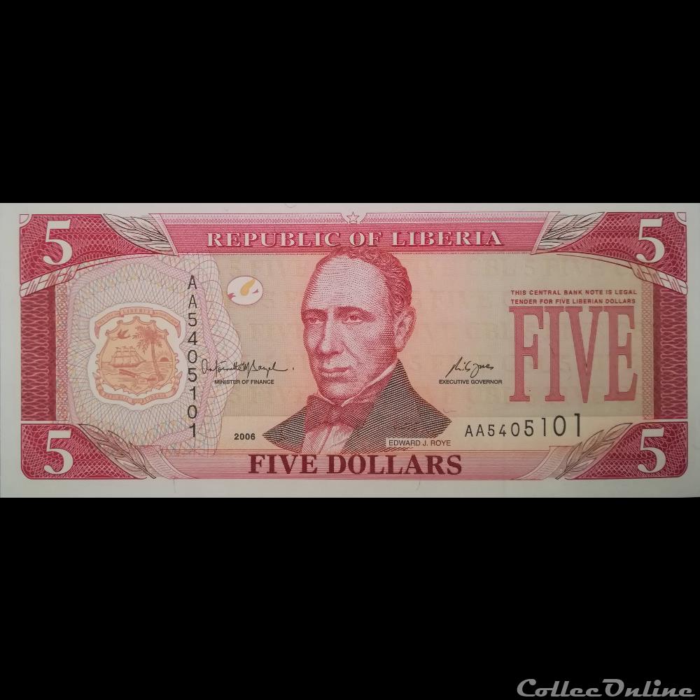 LIBERIA - P 26 C - 5 DOLLARS - 2006 billet afrique liberium liberia p 26 c 5 dollars 2006