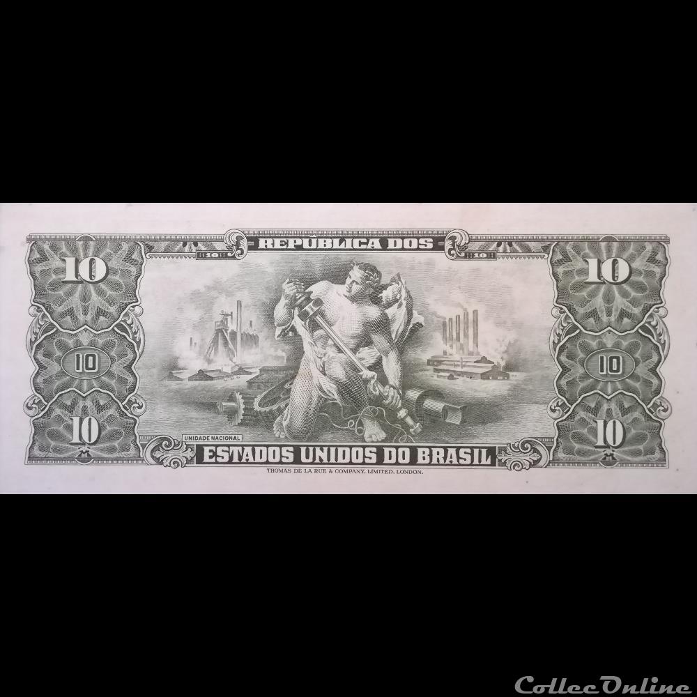 BRESIL - P 159 D - 10 CRUZEIROS - 1953 - 1960 billet amerique du sud bresil p 159 d 10 cruzeiros 1953 1960