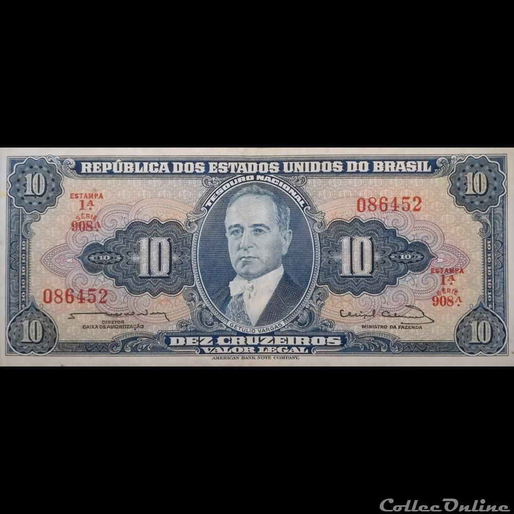 BRESIL - P 167 B - 10 CRUZEIROS - 1963 billet amerique du sud bresil p 167 b 10 cruzeiros 1963