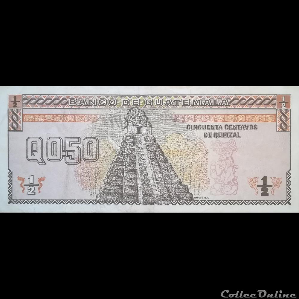 billet amerique du nord guatemala p 065 08 0 50 centavos de quetzal 1989