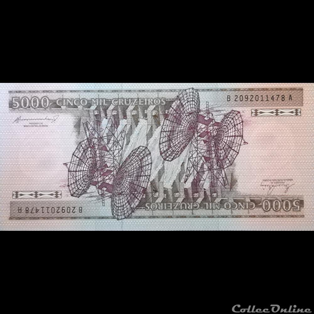 billet amerique du sud bresil p 202 c 5000 cruzeiros 1984