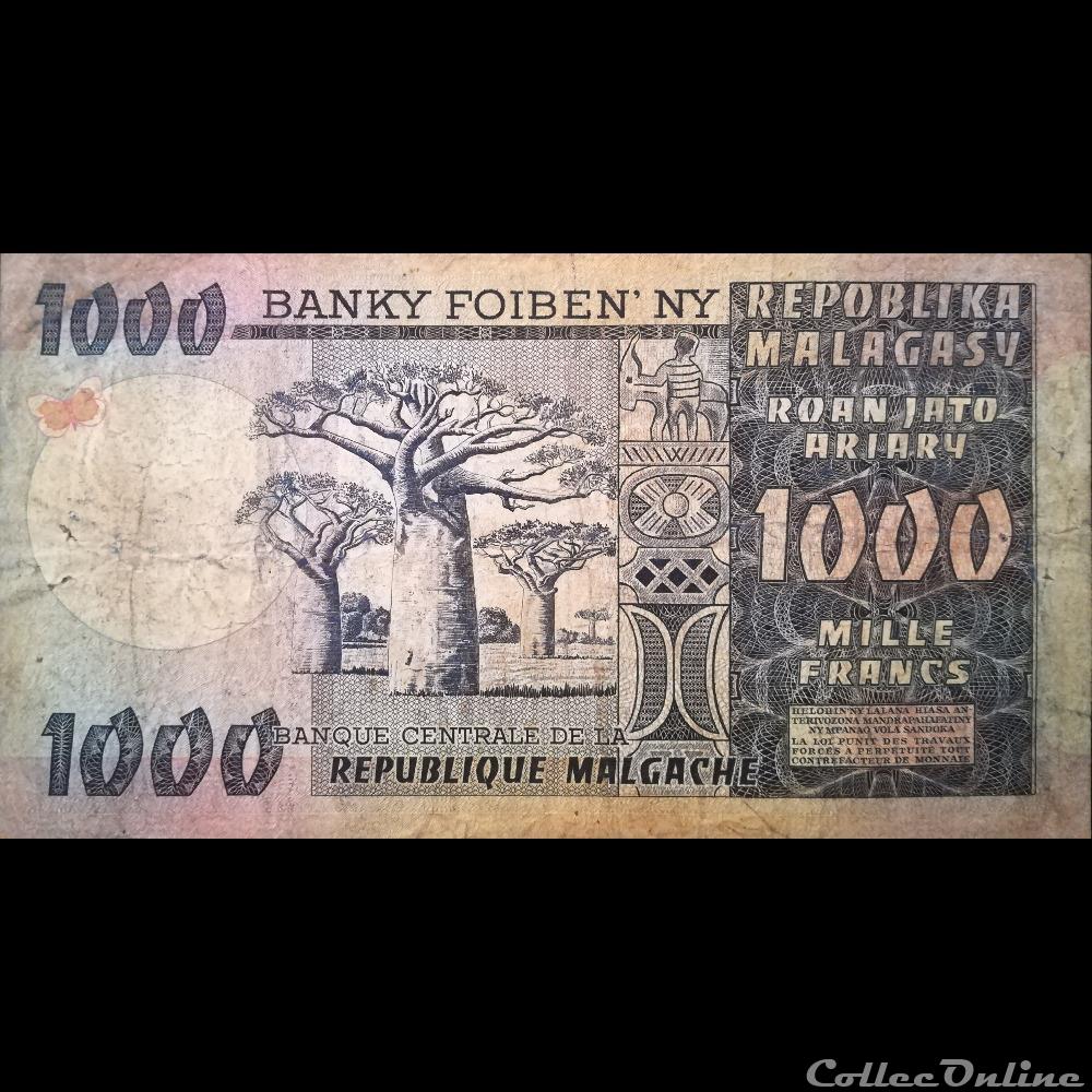billet afrique madagascar p 65 1000 francs 1974 75