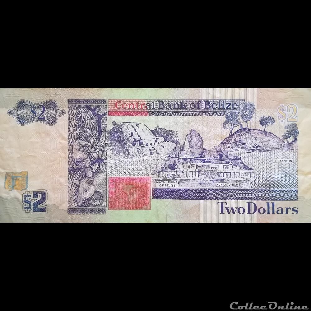 BELIZE - P 052 B - 2 DOLLARS - 1991 billet amerique du nord belize p 052 b 2 dollars 1991