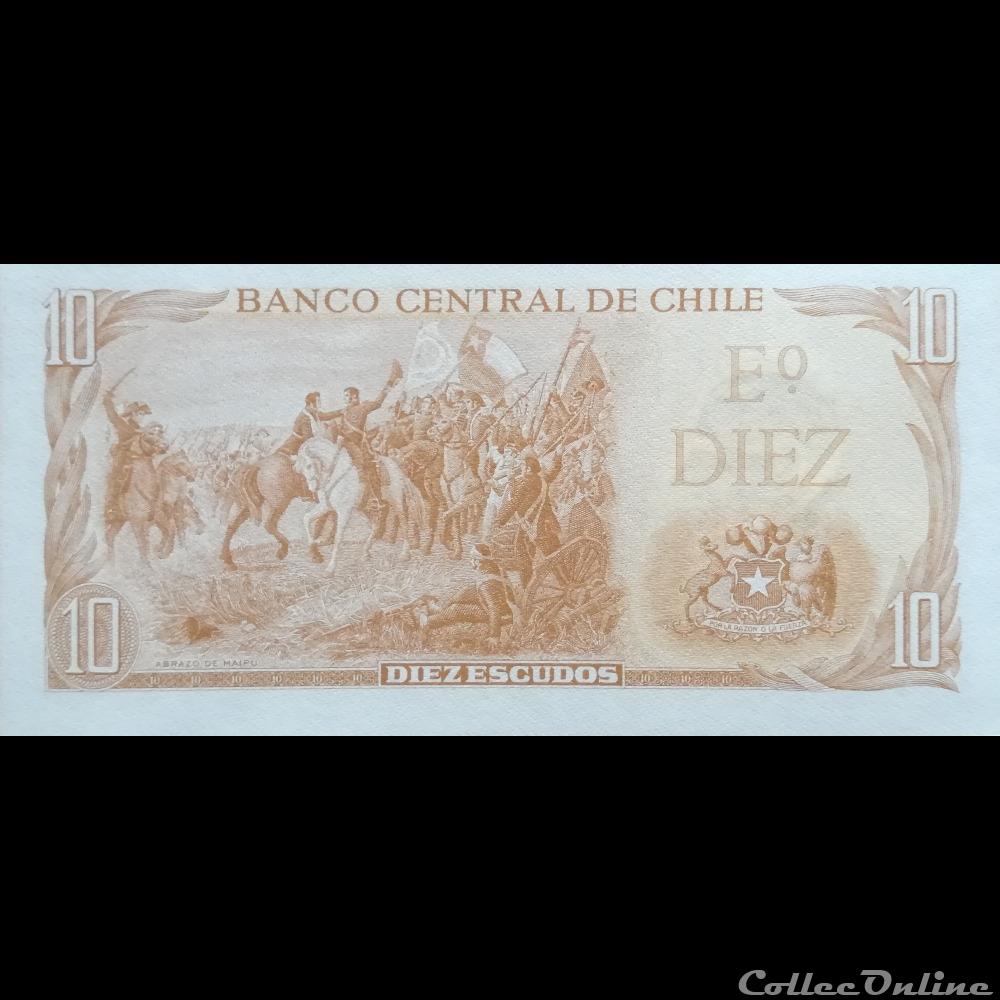 CHILI - P 143 (2) - 10 ESCUDOS - 1967 - 1976 billet amerique du sud chili p 143 2 10 escudos 1967 1976