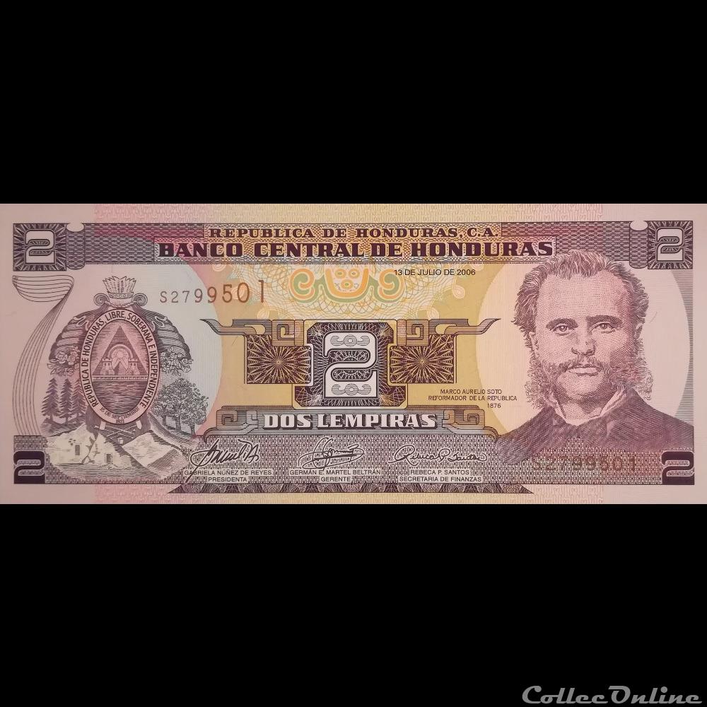 HONDURAS - P 080Af - 2 LEMPIRAS - 2006 billet amerique nord honduras p 080af 2 lempiras 2006