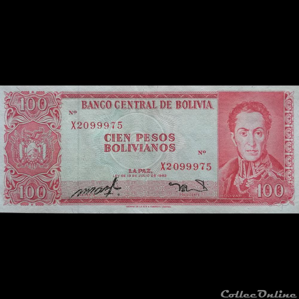 BOLIVIE - P 163 A (16) - 100 PESOS BOLIVIANOS - 1962 billet amerique du sud argentine bolivie p 163 a 16 100 pesos bolivianos 1962