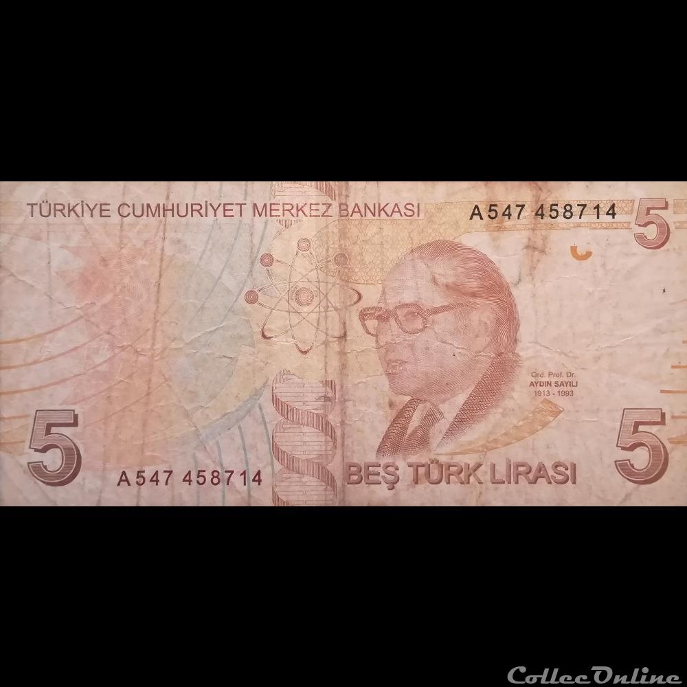 TURQUIE - P 222 B - 5 LIRA - 2009 billet asie turquie p 222 b 5 lira 2009