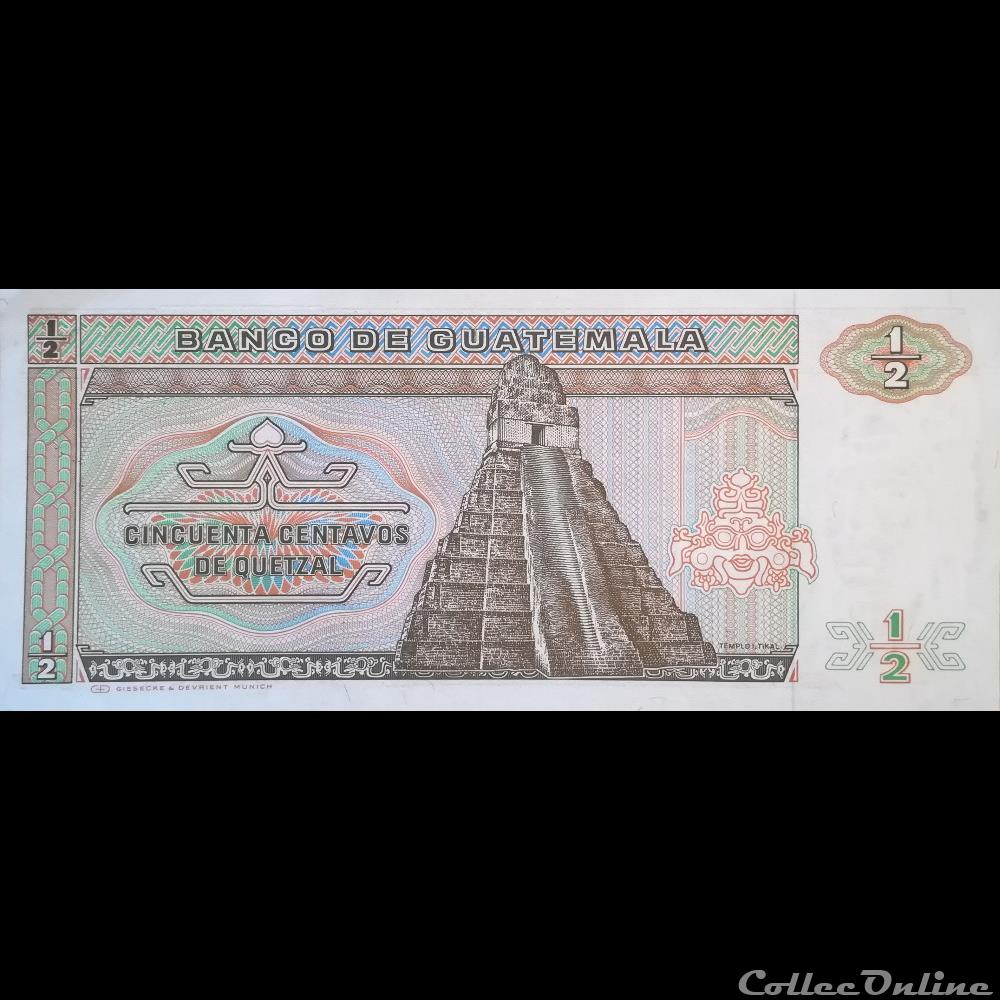 GUATEMALA - P 065 (07) - 0,50 CENTAVOS DE QUETZAL - 1988 billet amerique du nord guatemala p 065 07 0 50 centavos de quetzal 1988
