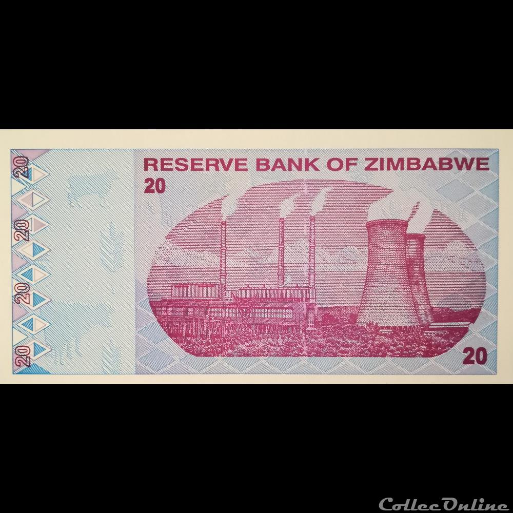 ZIMBABWE - P 95 - 20 DOLLARS - 2009 billet afrique zimbabwe p 95 20 dollars 2009