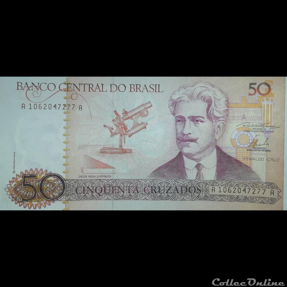 BRESIL - P 210 A - 50 CRUZADOS - 1986 billet amerique du sud bresil p 210 a 50 cruzados 1986
