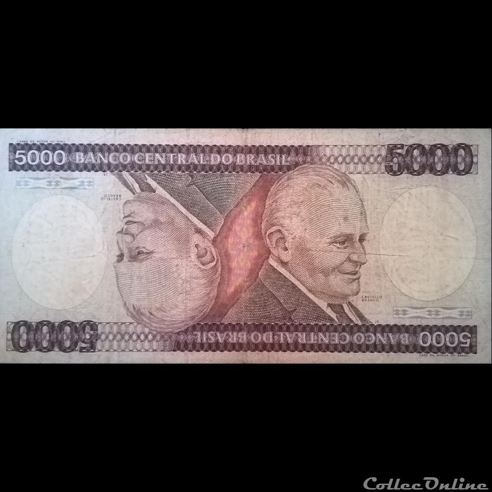 billet amerique du sud bresil p 202 a 5000 cruzeiros 1981 1985