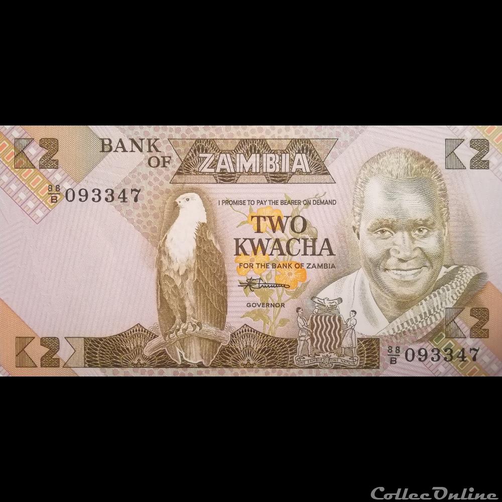 billet afrique zambie p 24 c 2 kwacha 1988