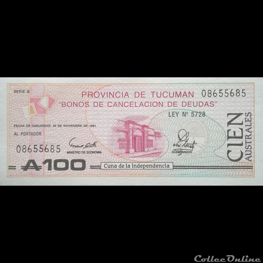 billet amerique du sud argentine p s 2715 100 australes 1989