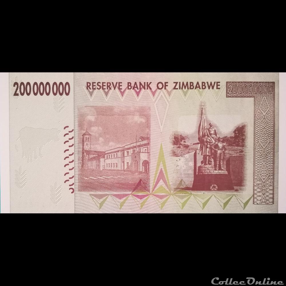 billet afrique zimbabwe p 81 200 000 000 dollars 2008