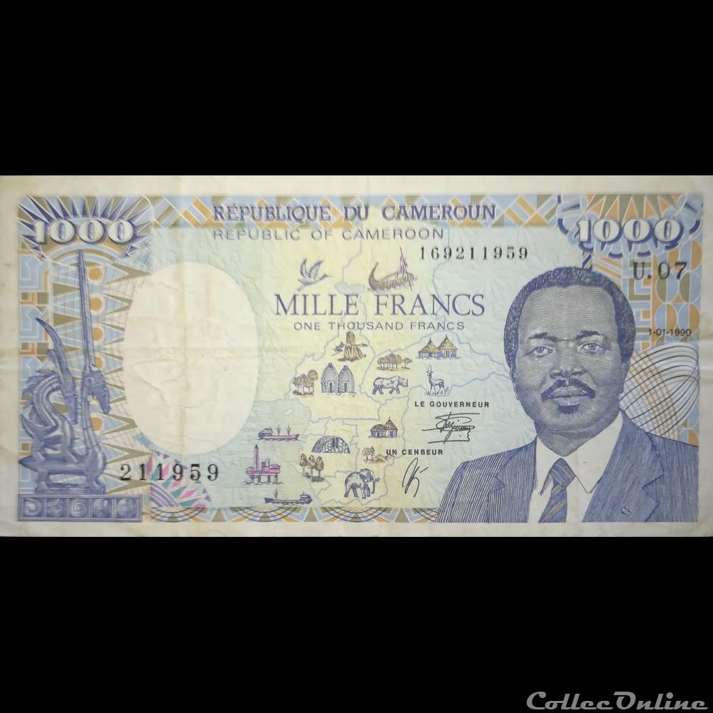 CAMEROUN - P 26 B - 1000 FRANCS - 1990 billet afrique cameroun p 26 b 1000 francs 1990