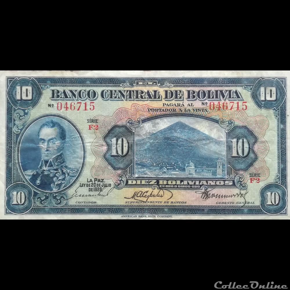 BOLIVIE - P 121 A (7) - 10 BOLIVIANOS - 1928 billet amerique du sud argentine bolivie p 121 a 7 10 bolivianos 1928